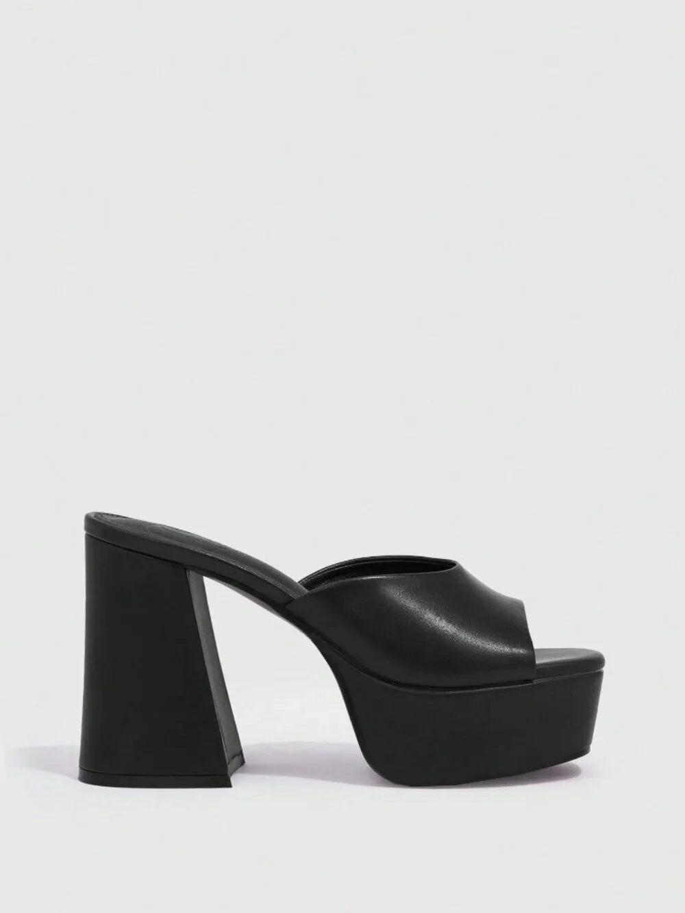 Black Sexy Women's Minimalist Platform Chunky Heeled Mule Sandals